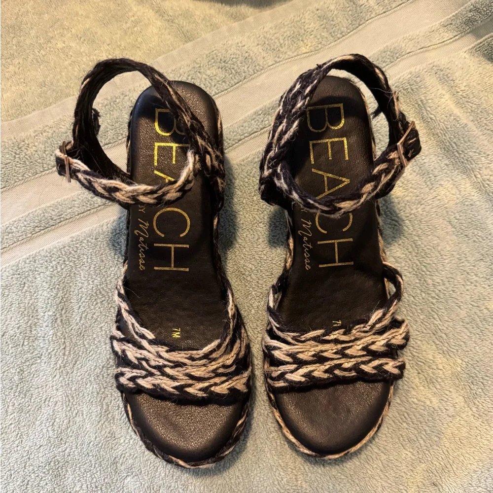 BCBG Black Braided Platform Espadrille Sandal